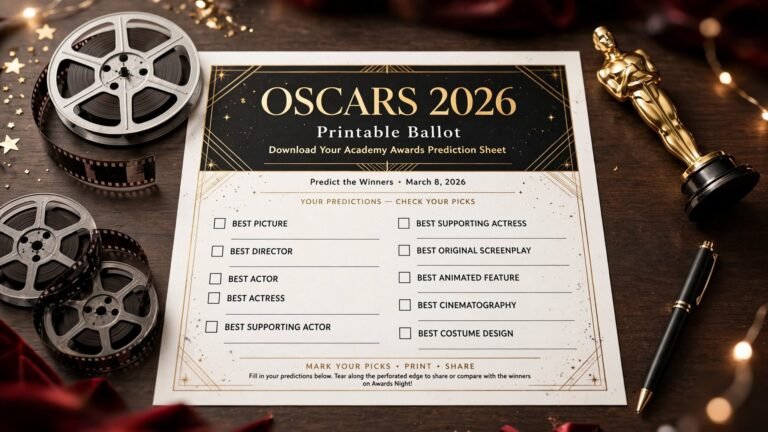 Oscars 2026 Ballot: Download Your Academy Awards Prediction Sheet